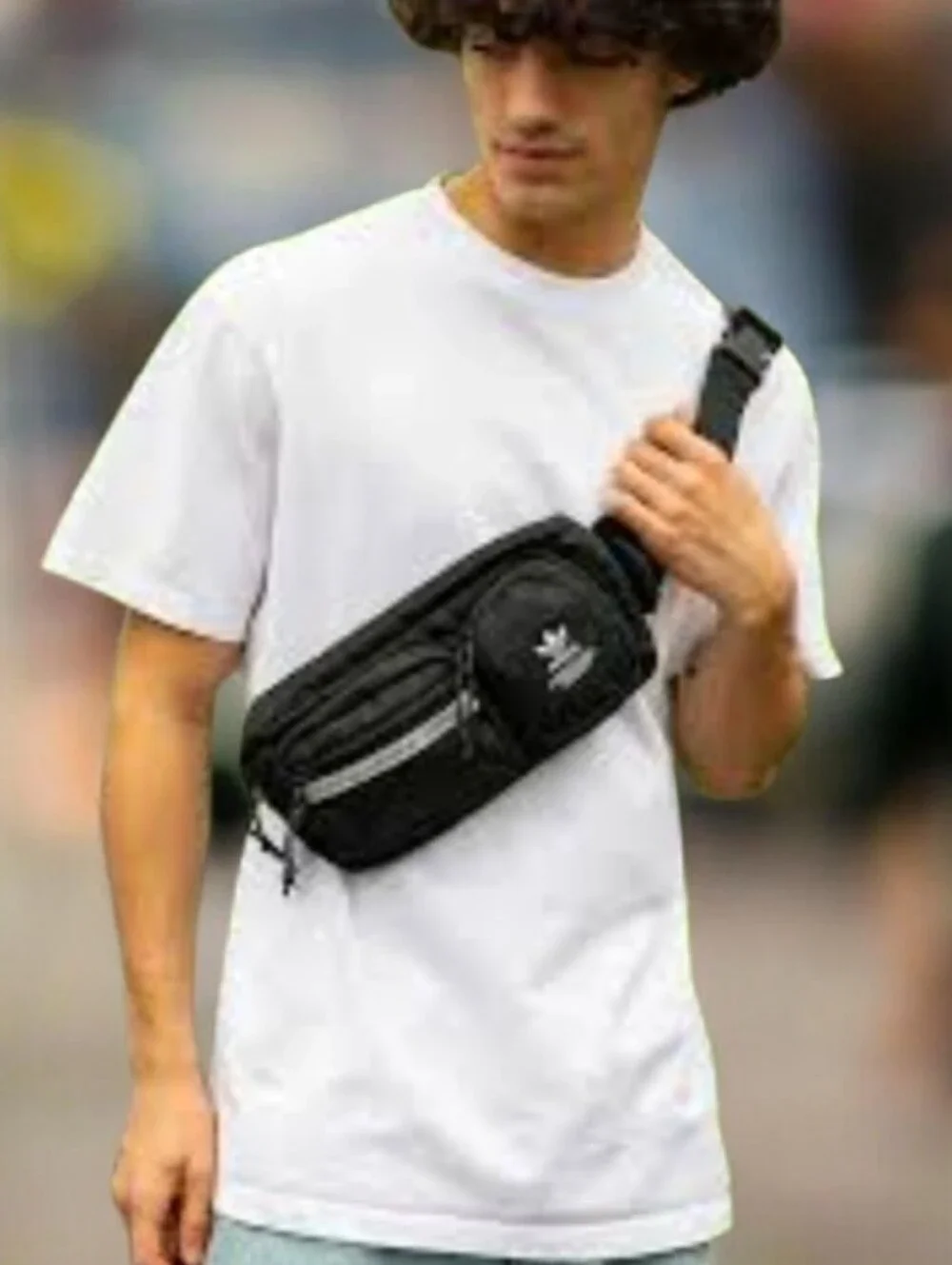 adidas Black Sling Waist Pack with Zip Pockets